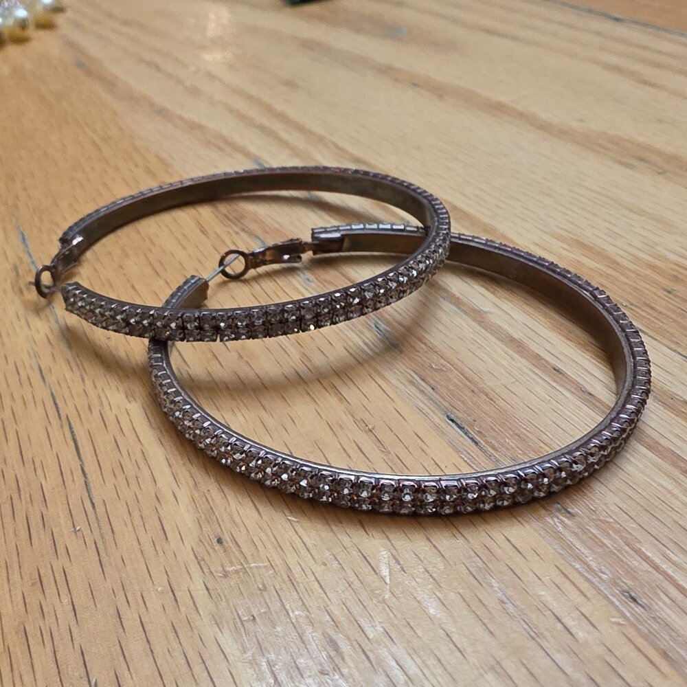 Etsy Silver Toned Oversized Rhinestone Hoops - Picture 10 of 16